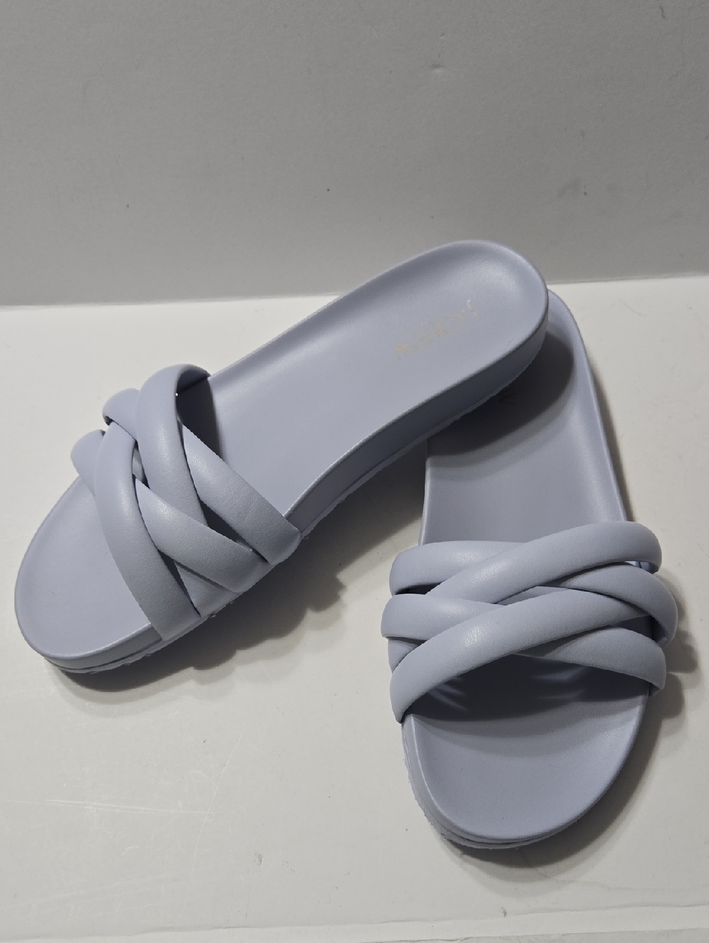 Women's J. CREW Crisscross Slide Slip On Sandals In Blue Periwinkle
